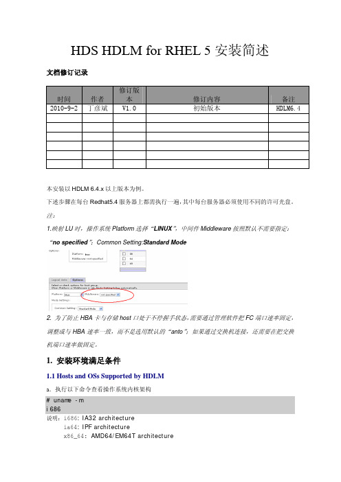 HS HLM6.4 for Redhat Linux 安装简述
