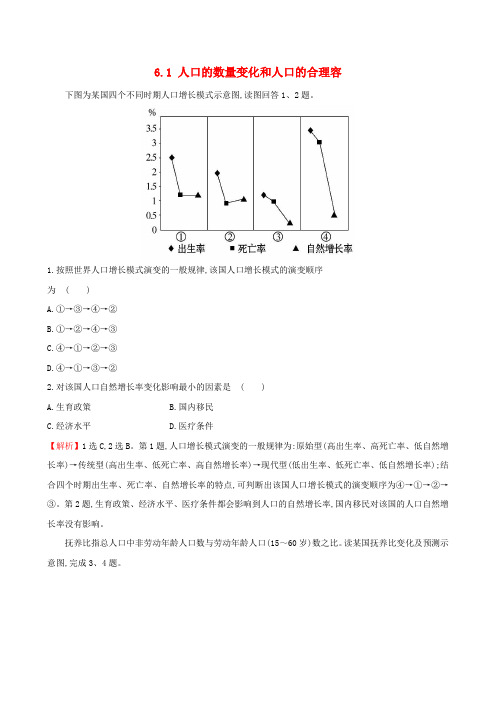 (教师用书)2017届高考地理一轮(高效演练跟踪检测)6.1 人口的数量变化和人口的合理容