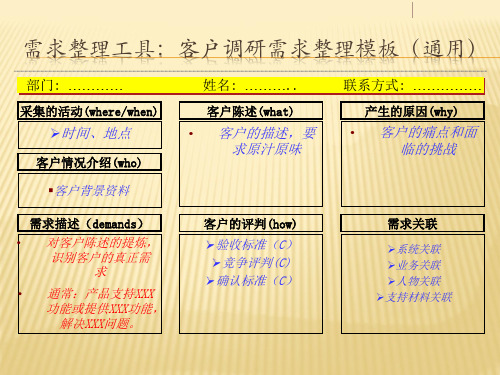 需求收集卡模板样例(百度共享)