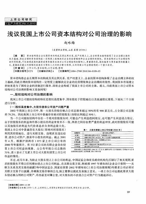 浅议我国上市公司资本结构对公司治理的影响