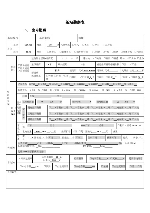 通信基站勘察表