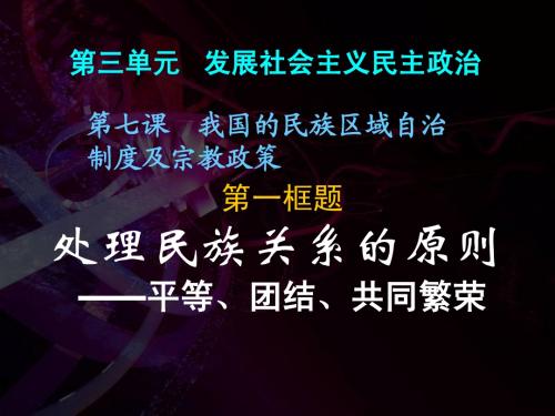 处理民族关系的原则：平等团结共同繁荣2015上课