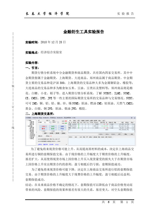 金融衍生工具实验报告(期权期货投资分析)