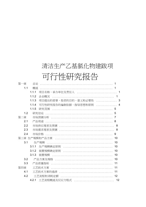 清洁生产乙基氯化物可行性研究报告