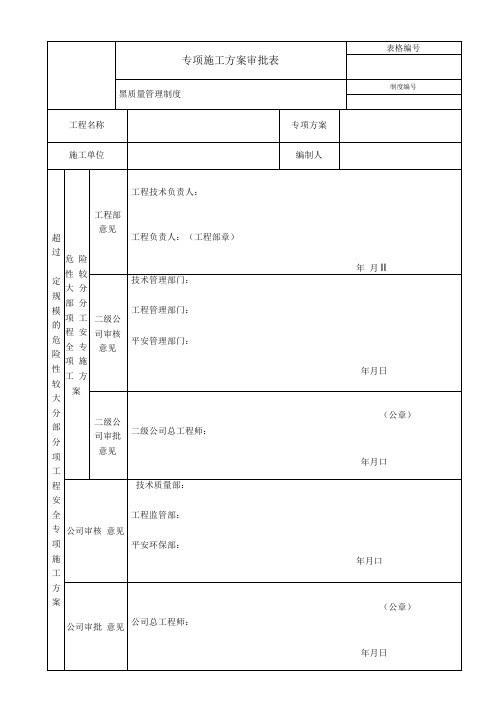 专项施工方案审批表