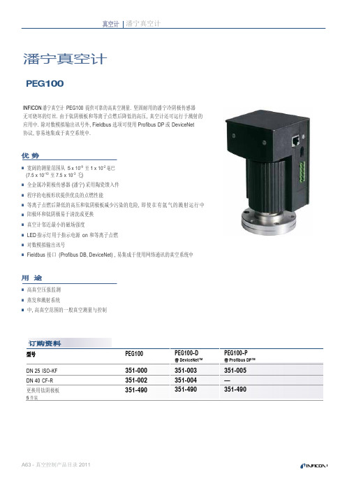 INFICON英福康潘宁规PEG100中文资料