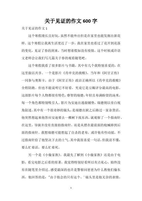 关于见证的作文600字