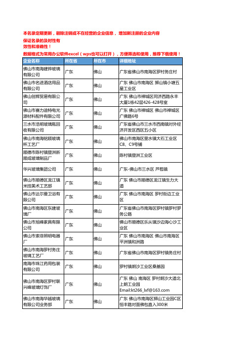 2020新版广东佛山家用玻璃制品企业公司名录名单黄页联系方式大全78家