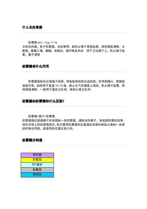 防雾膜及结构阐述