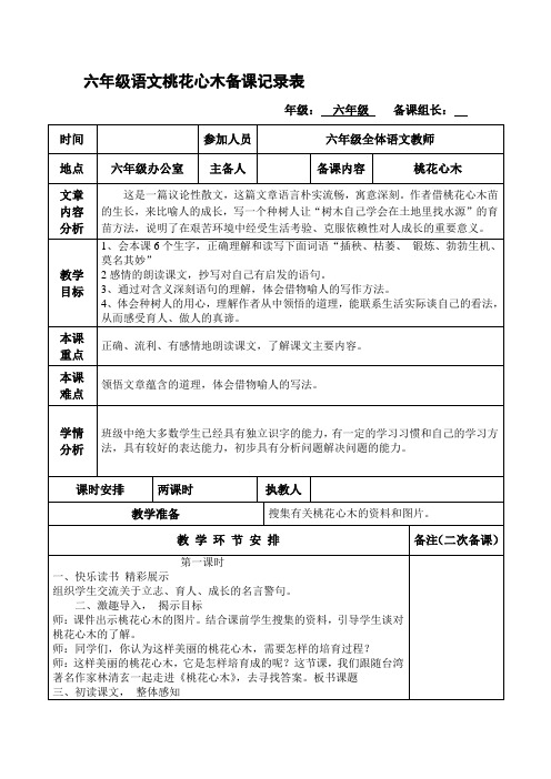 六年级下语文教案-桃花心木-人教新课标