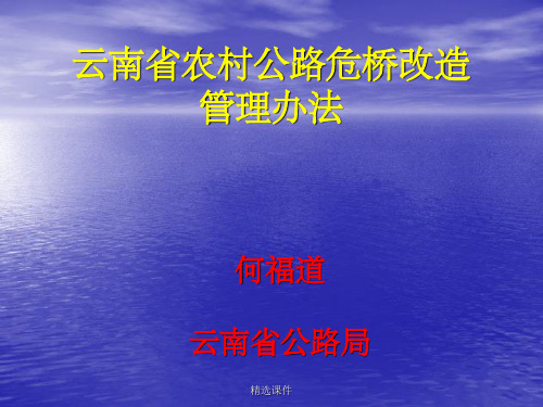 云南省农村公路危桥改造管理办法