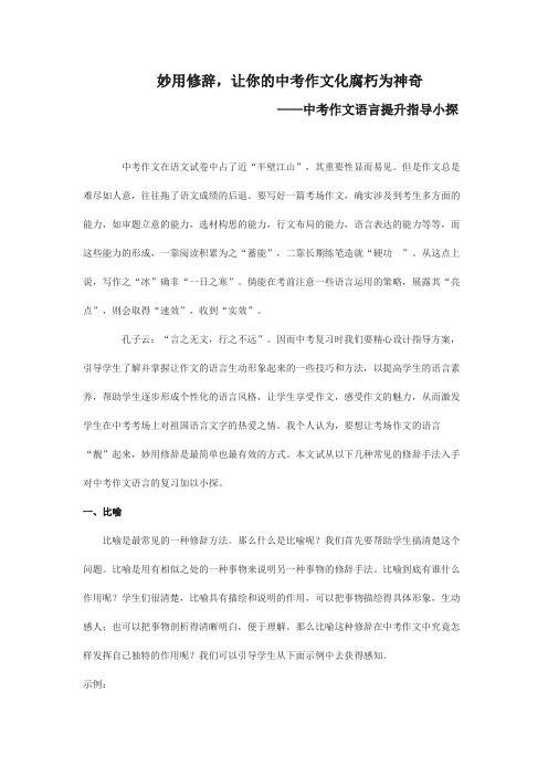 中考作文语言提升专项指导