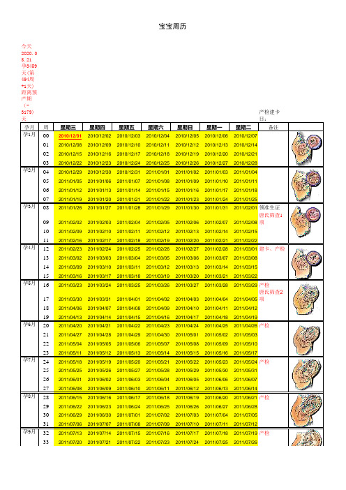 胎儿周历(查询预产期+产检)