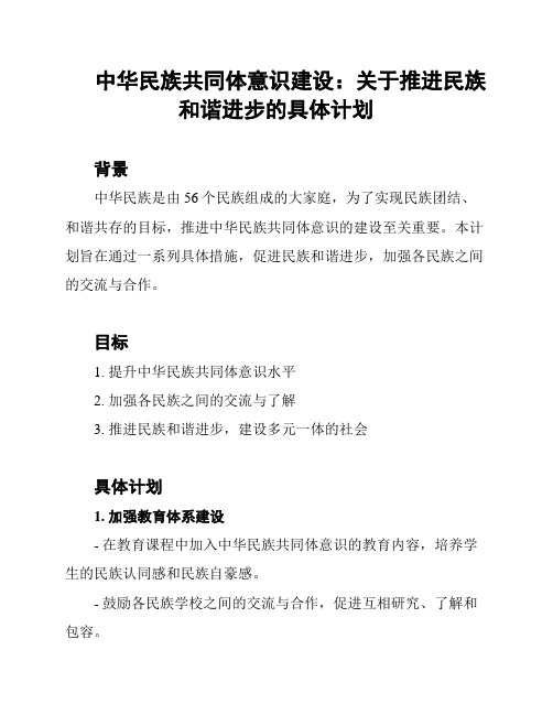 中华民族共同体意识建设：关于推进民族和谐进步的具体计划