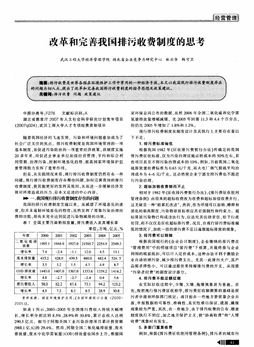 改革和完善我国排污收费制度的思考