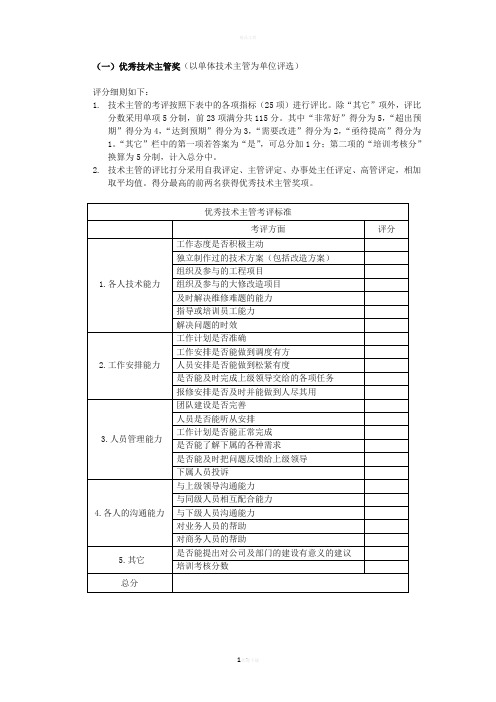 工程师考核表