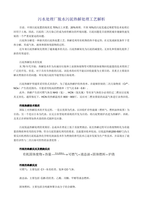 污水处理厂脱水污泥热解处理工艺解析