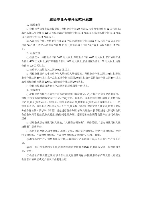 农民专业合作社示范标准