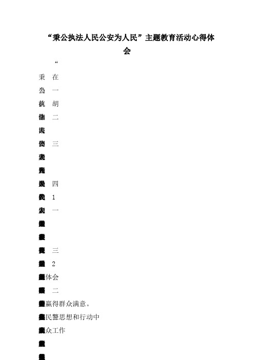 “秉公执法人民公安为人民”主题教育活动心得体会