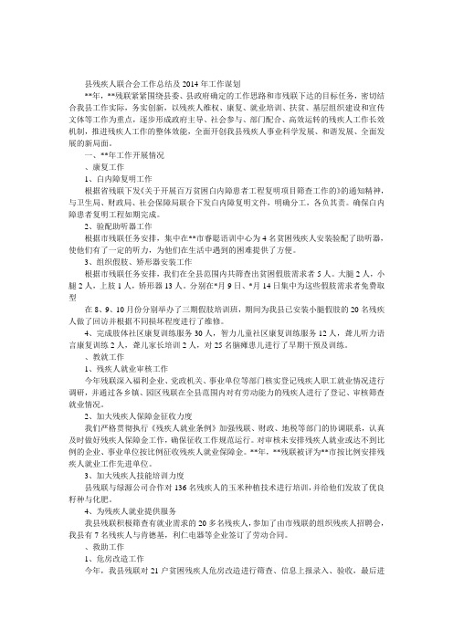 县残疾人联合会工作总结 