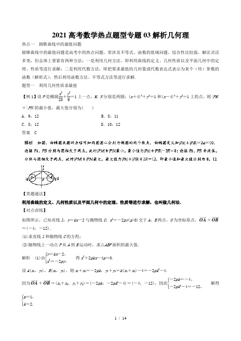 2021高考数学热点题型专题03解析几何理