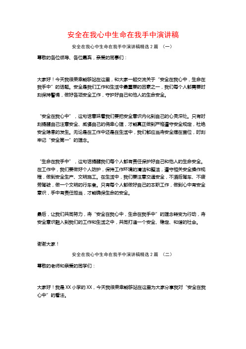 安全在我心中生命在我手中演讲稿2篇