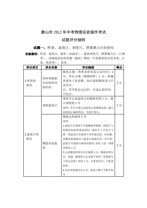 2012物理实验评分细则