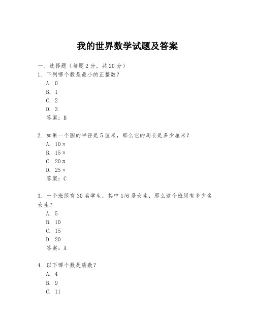 我的世界数学试题及答案