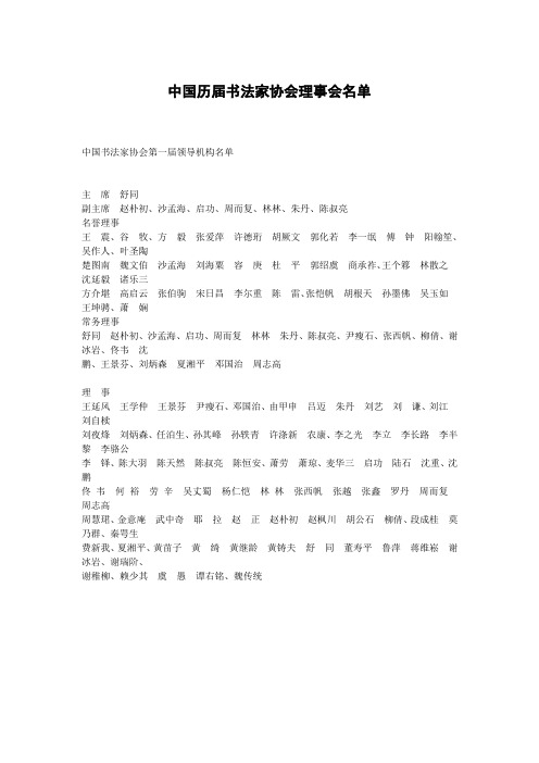 中国历届书法家协会理事会名单