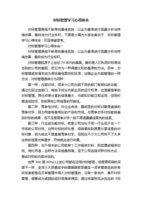 对标管理学习心得体会