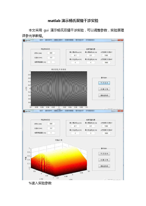 matlab演示杨氏双缝干涉实验