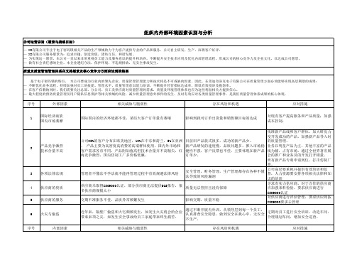 组织内外部环境因素识别与分析