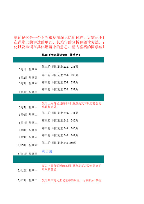 2015.5月英语学习计划(市区)