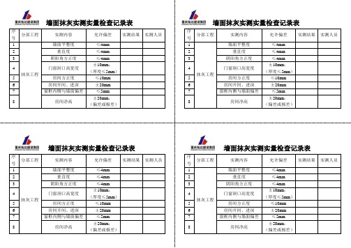 抹灰实测实量检查记录表