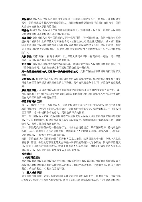 浙江财经大学东方学院保险学复习资料