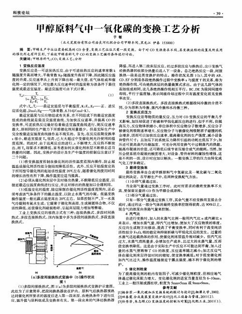 甲醇原料气中一氧化碳的变换工艺分析