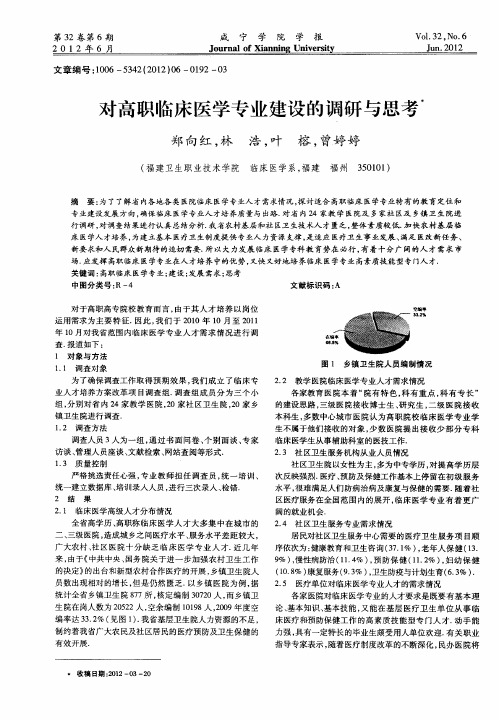 对高职临床医学专业建设的调研与思考