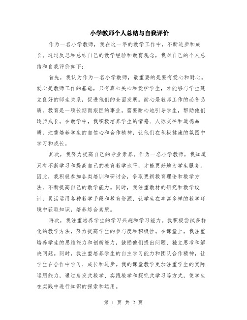 小学教师个人总结与自我评价