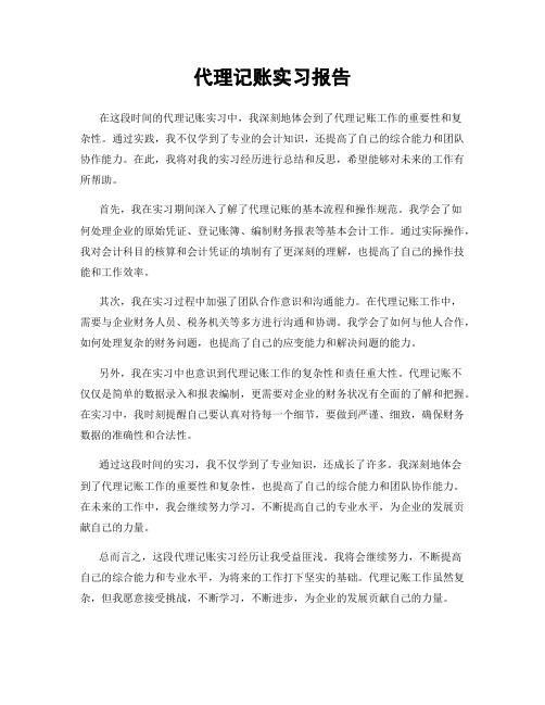 代理记账实习报告