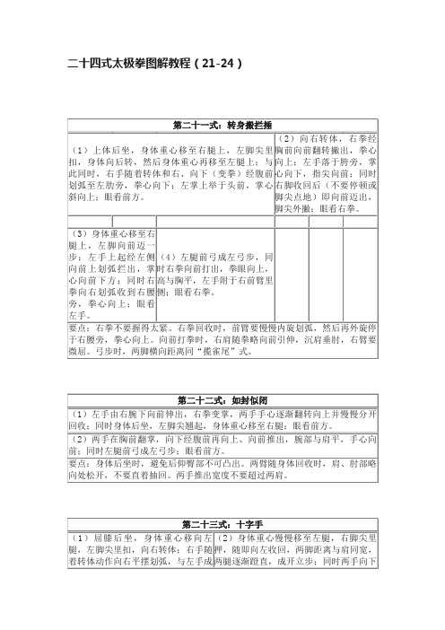 二十四式太极拳图解教程（21-24）