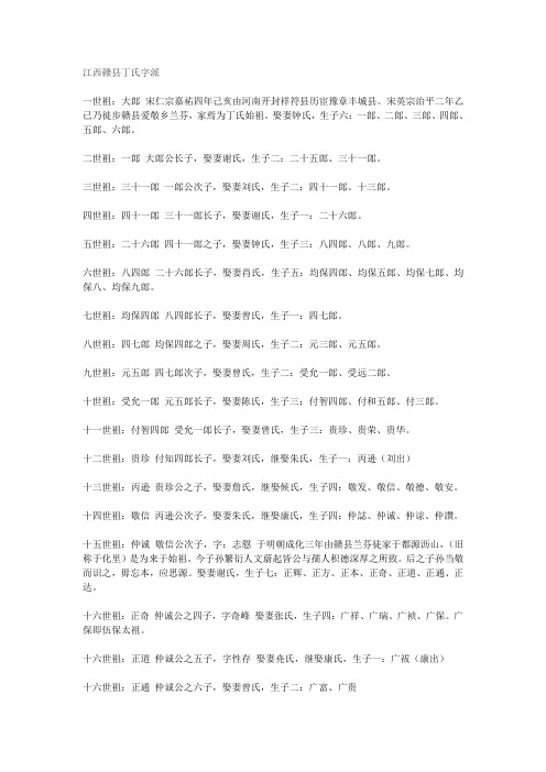 江西赣县丁氏字派