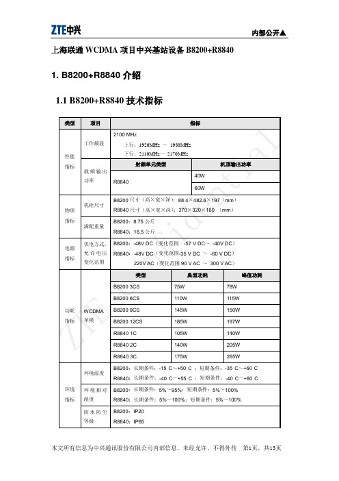 联通WCDMA项目中兴基站设备B8200+R8840介绍