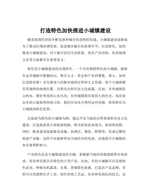 打造特色加快推进小城镇建设