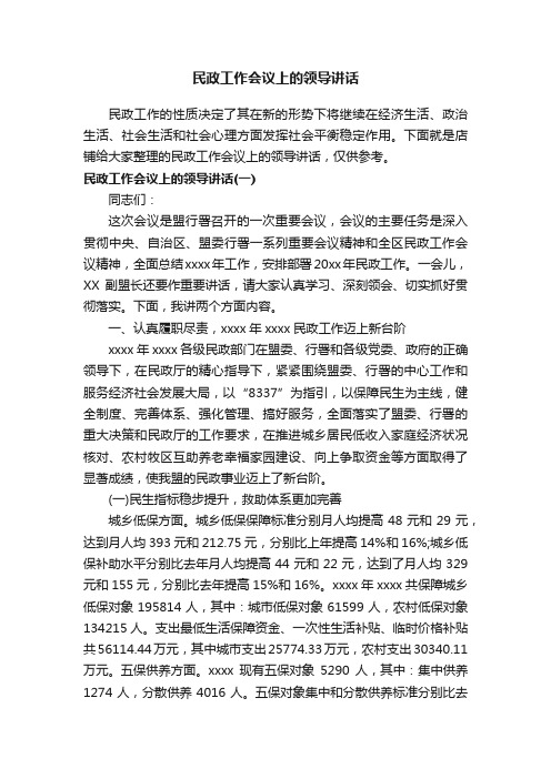 民政工作会议上的领导讲话