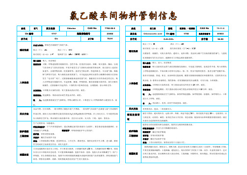 氯乙酸物料管制信息