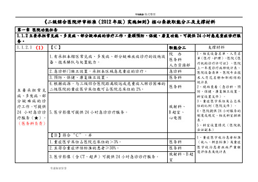 二级综合医院评审核心条款分工和支撑材料