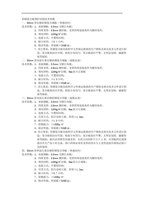 彩钢复合板围护结构技术参数(中字铝)