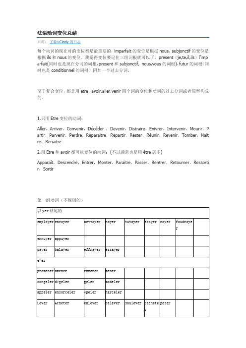 南大中法班法语动词变位