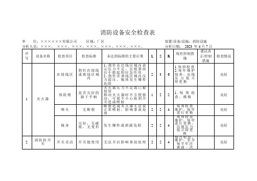 安全标准化消防设施评价表灭火器消火栓消防水带等安全风险分析