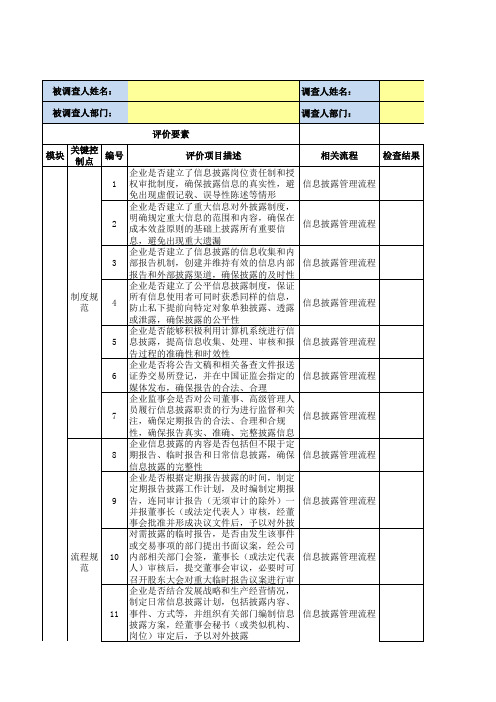30-内控问卷调查表(业务内控-企业信息披露)